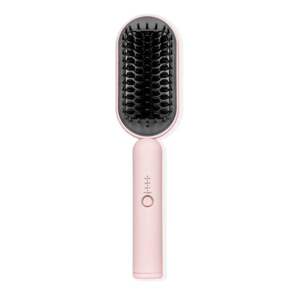 L'ange Hair Mane Pass 2-In-1 Heated Straightening Brush - Blush